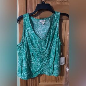 green plant print tank top